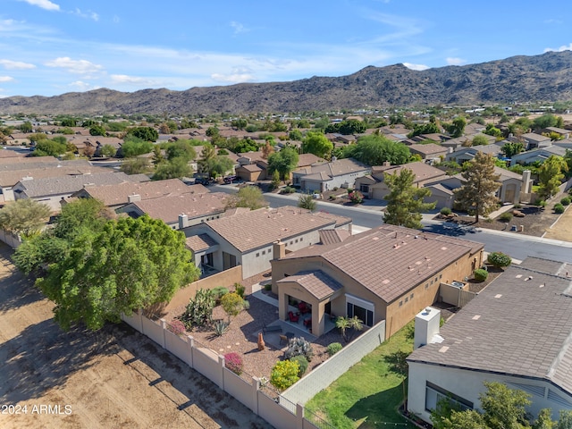 drone / aerial view featuring a mountain view