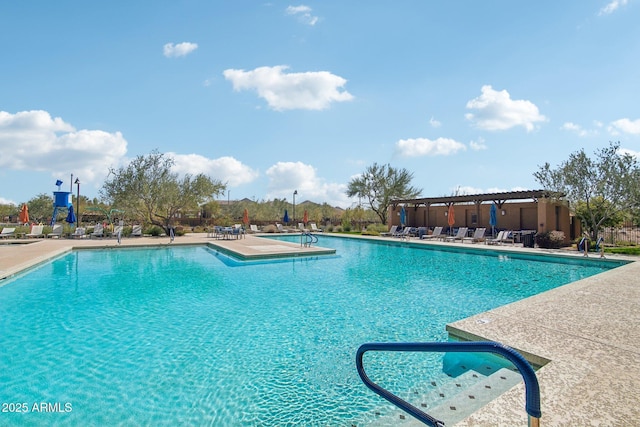 pool with a patio area