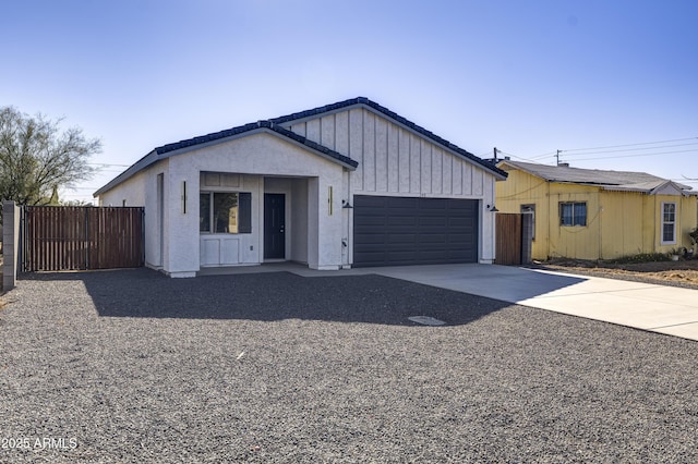 single story home with a garage