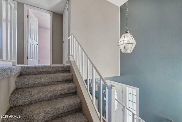 stairs with a high ceiling