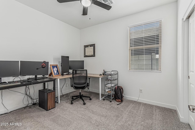 16877 W Butler Ave, Waddell, AZ 85355 - carpeted home office featuring a ceiling fan and baseboards