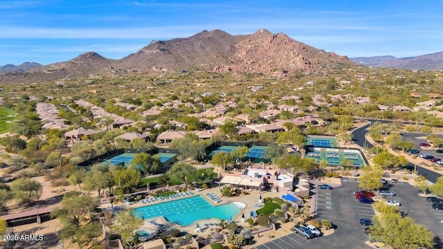 bird's eye view featuring a mountain view