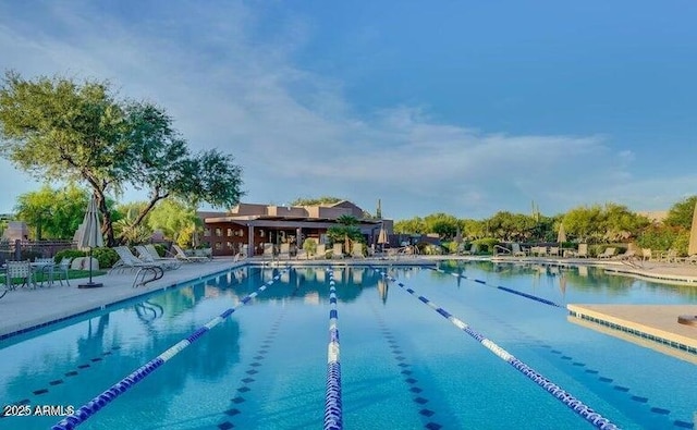 pool featuring a patio area