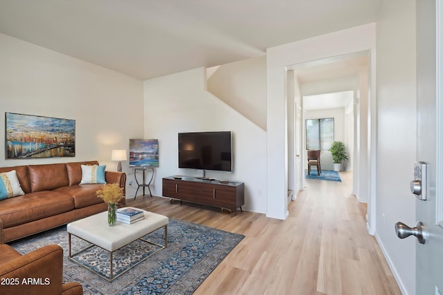 living room featuring light hardwood / wood-style flooring