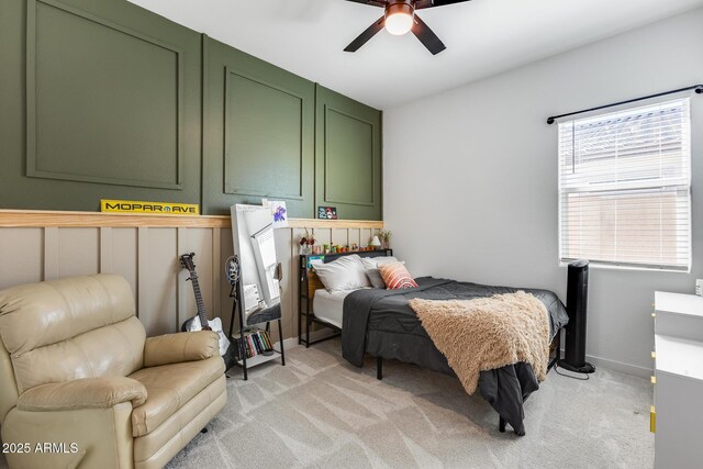 7694 W Desert Spoon Dr, Peoria, AZ 85383 - bedroom featuring light colored carpet, baseboards, and ceiling fan