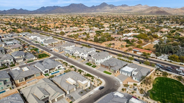 drone / aerial view with a mountain view