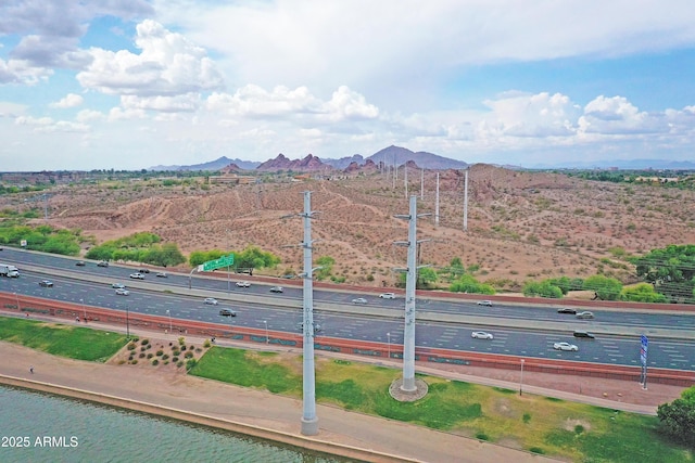 aerial view featuring a mountain view