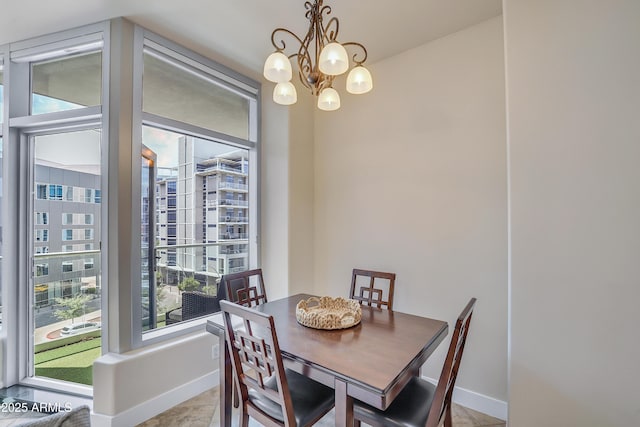 dining room with an inviting chandelier