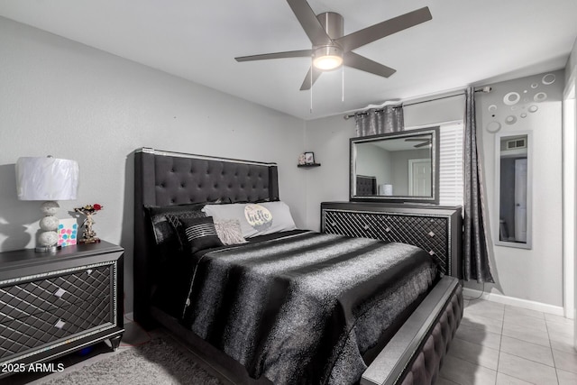 6701 W Catalina Dr, Phoenix, AZ 85033 - bedroom with tile patterned floors, baseboards, and ceiling fan