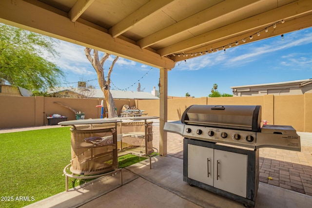 6701 W Catalina Dr, Phoenix, AZ 85033 - view of patio with a fenced backyard and area for grilling