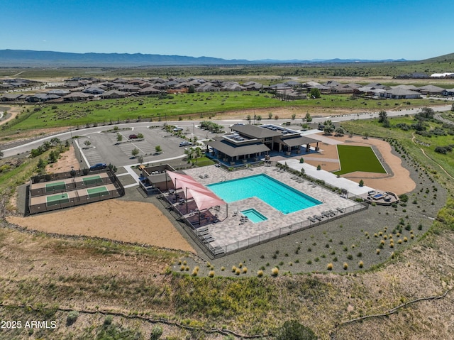 aerial view with a mountain view