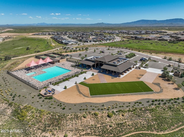 aerial view featuring a mountain view