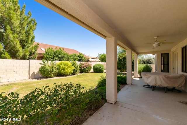 view of patio / terrace with ceiling fan