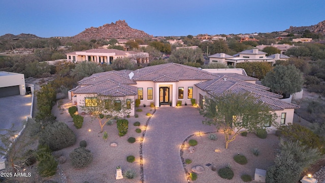 aerial view with a mountain view