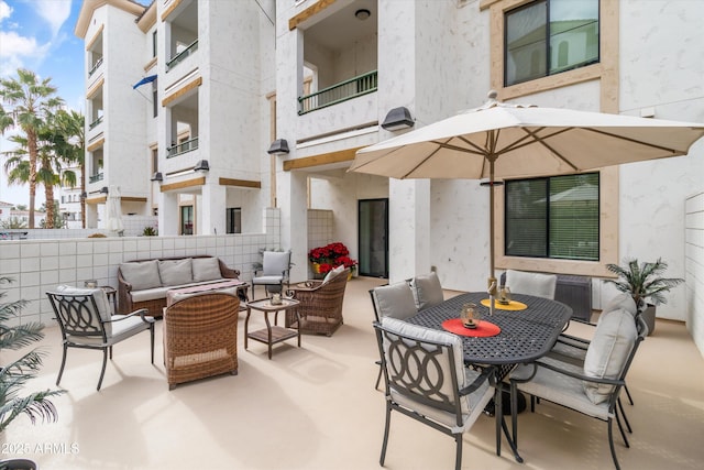 view of patio featuring an outdoor living space