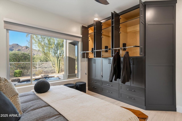 bedroom with light wood-style floors