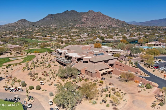bird's eye view featuring a residential view and a mountain view