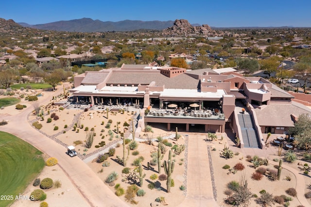 drone / aerial view with a mountain view
