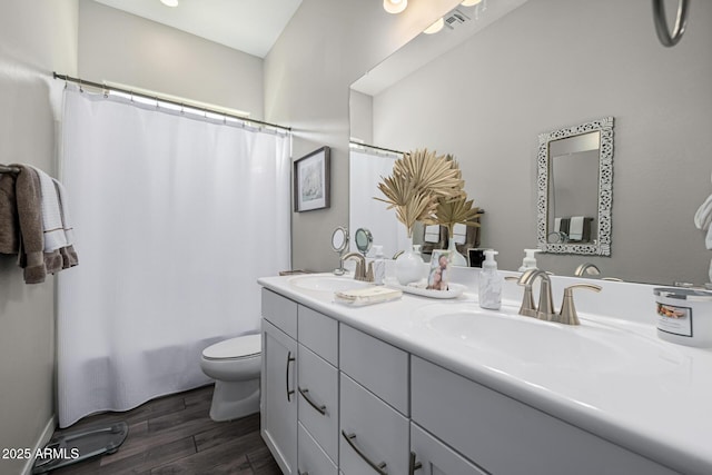 bathroom with toilet and vanity