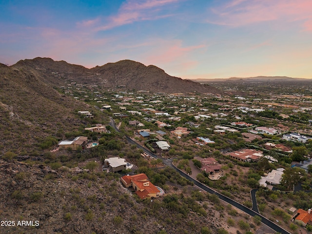 6349 E Hummingbird Ln, Paradise Valley, AZ 85253 - aerial view at dusk of a mountain view
