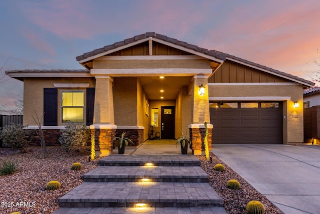 craftsman-style house with a garage