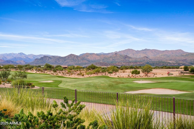 mountain view with view of golf course