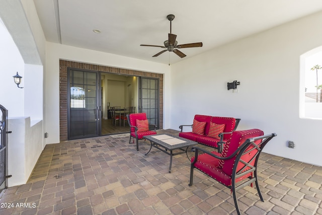 10125 E Cortez Dr, Scottsdale, AZ 85260 - view of patio featuring an outdoor hangout area and a ceiling fan