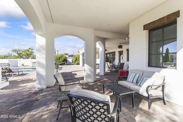 10125 E Cortez Dr, Scottsdale, AZ 85260 - view of patio / terrace featuring an outdoor living space and outdoor dining area