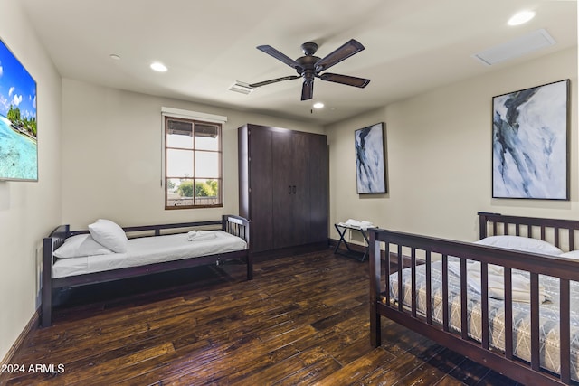 10125 E Cortez Dr, Scottsdale, AZ 85260 - bedroom with hardwood / wood-style floors, recessed lighting, and ceiling fan