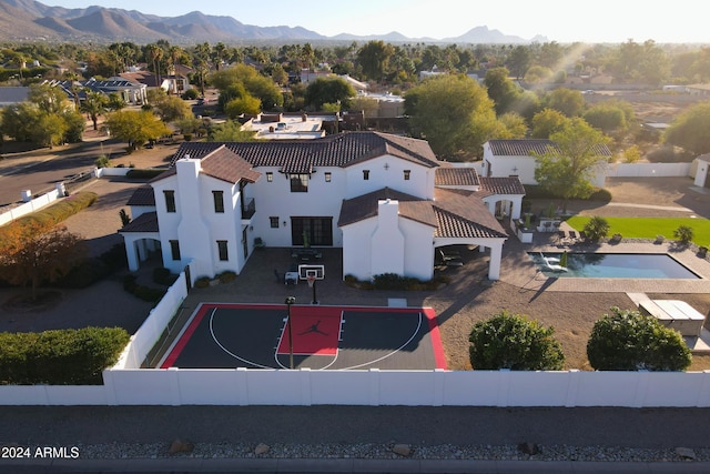 10125 E Cortez Dr, Scottsdale, AZ 85260 - view from above of property featuring a mountainous background and a pool area