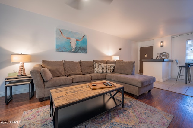 living room featuring hardwood / wood-style flooring