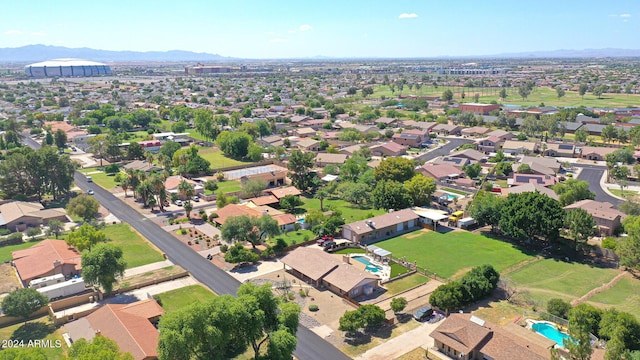 bird's eye view with a mountain view