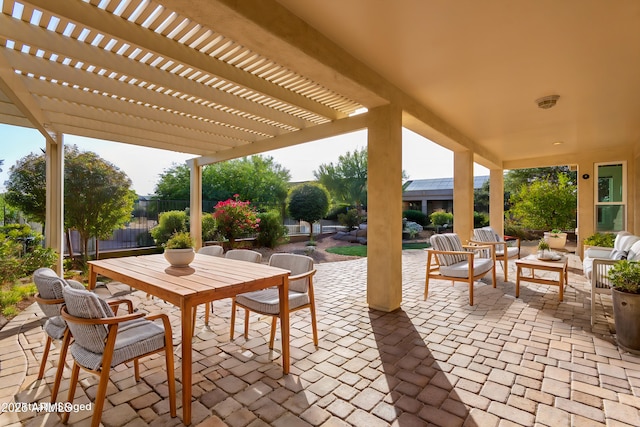 view of patio with a pergola