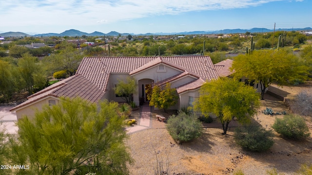 bird's eye view with a mountain view