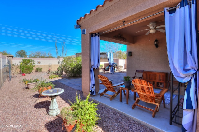 view of patio / terrace with ceiling fan