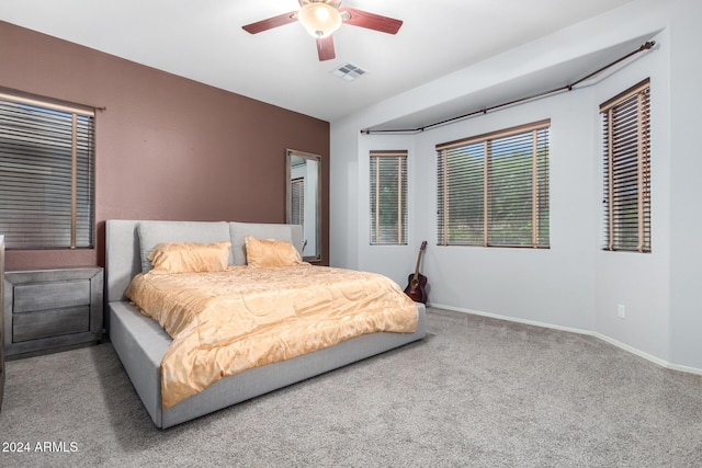 bedroom with carpet floors and ceiling fan