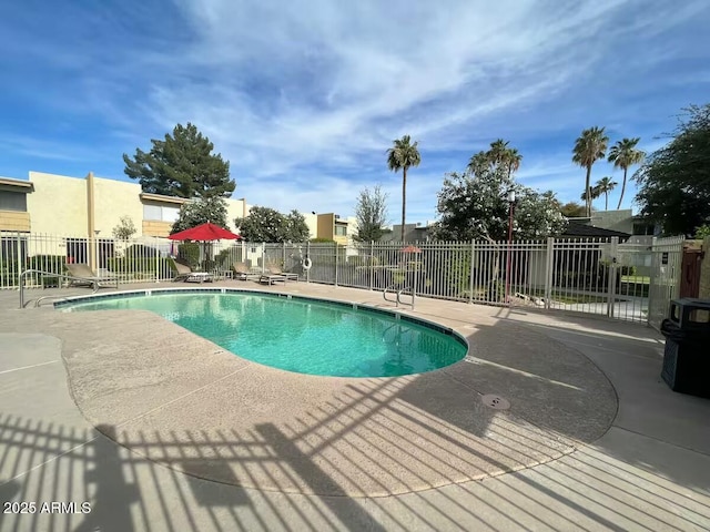 view of swimming pool with a patio area