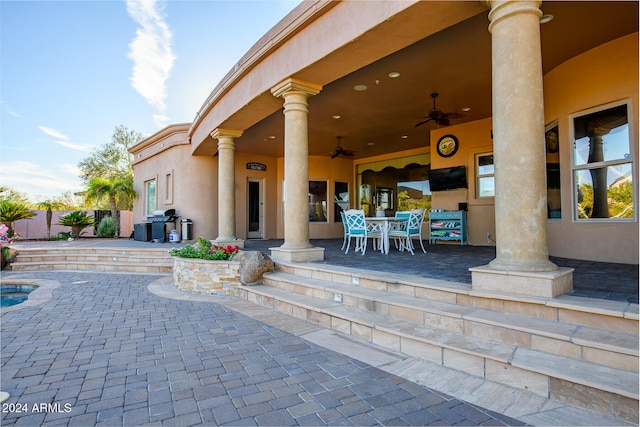 view of patio / terrace with ceiling fan