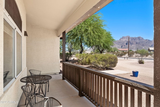 balcony with a mountain view