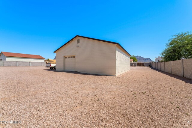 garage with a mountain view