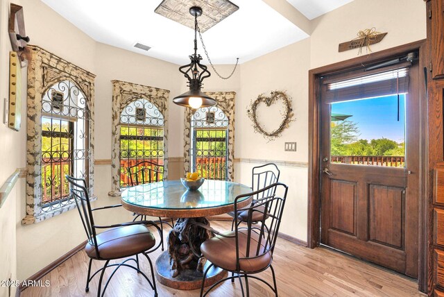 1338 W Mountain View Dr, Mesa, AZ 85201 - dining space featuring wainscoting and light wood-style floors