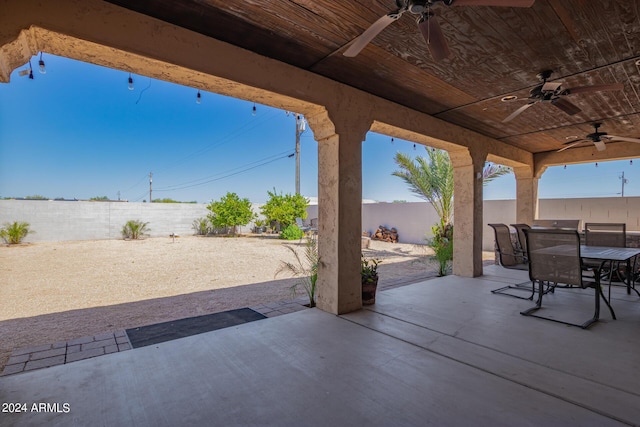 view of patio / terrace featuring ceiling fan