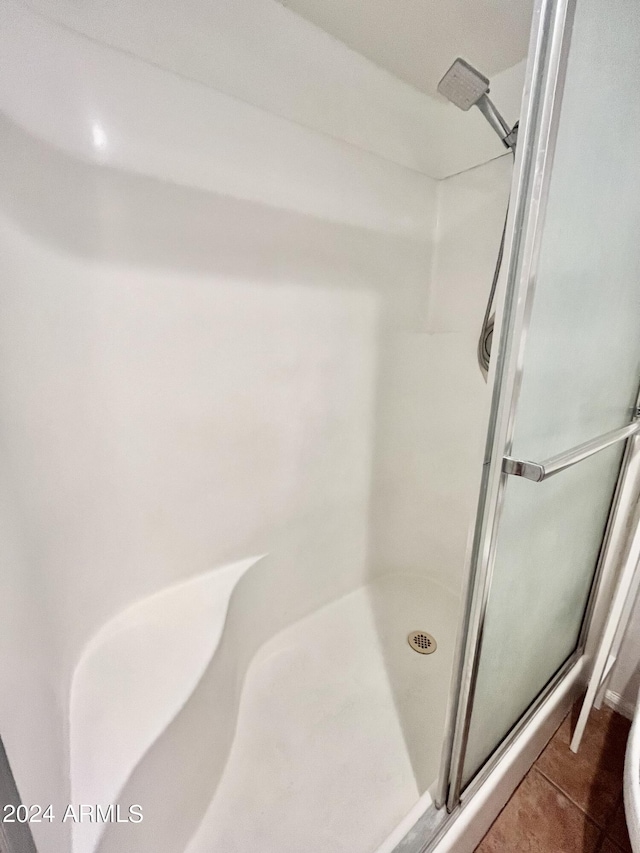 bathroom featuring tile patterned flooring and walk in shower