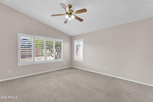 10304 E Plata Ave, Mesa, AZ 85212 - unfurnished room featuring carpet, a ceiling fan, and lofted ceiling