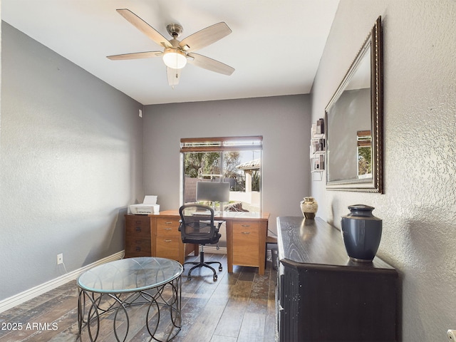 4530 W Misty Willow Ln, Glendale, AZ 85310 - home office with ceiling fan and dark wood-type flooring
