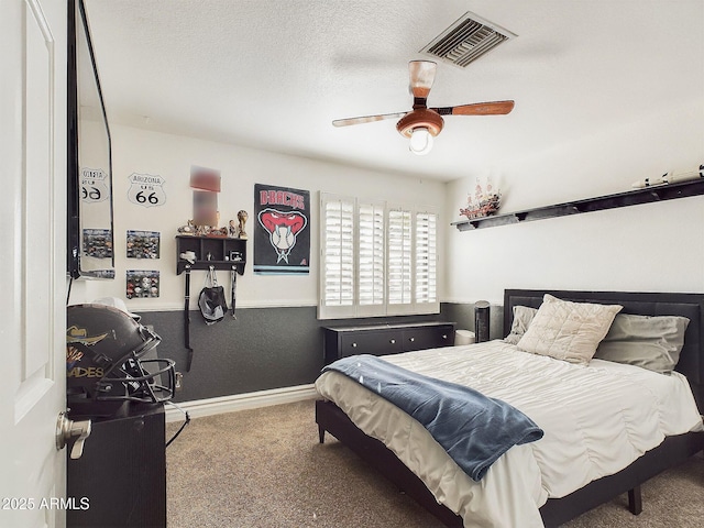 4530 W Misty Willow Ln, Glendale, AZ 85310 - bedroom with ceiling fan, carpet floors, and a textured ceiling