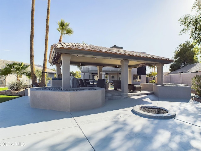 4530 W Misty Willow Ln, Glendale, AZ 85310 - view of patio featuring a gazebo and a fire pit