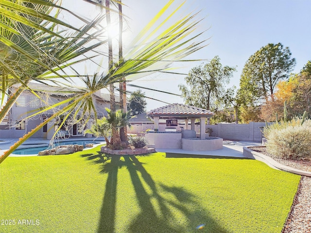 4530 W Misty Willow Ln, Glendale, AZ 85310 - view of yard featuring a gazebo, a patio, and a fenced in pool