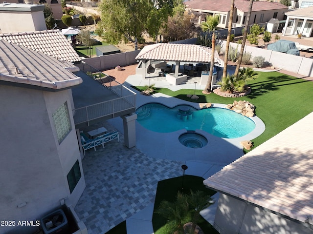 4530 W Misty Willow Ln, Glendale, AZ 85310 - view of swimming pool featuring a jacuzzi, a gazebo, and a patio area