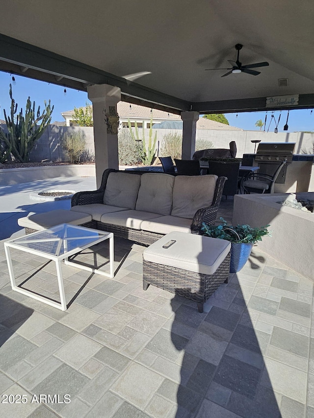 4530 W Misty Willow Ln, Glendale, AZ 85310 - view of patio featuring outdoor lounge area and ceiling fan